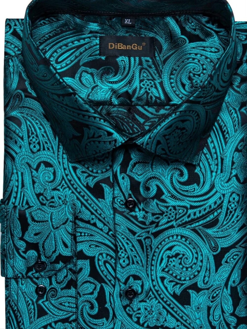 Diba Teal Paisley Button-Down Shirt Size Xl